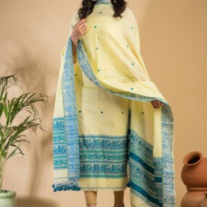 Baluchuri Cotton Jamdani Suit (Unstitched) – Elegant 2-Piece Set