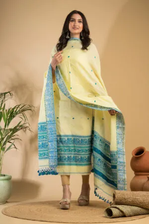 Baluchuri Cotton Jamdani Suit (Unstitched) – Elegant 2-Piece Set