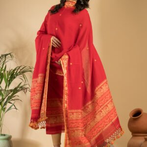 Baluchuri Cotton Jamdani Suit (Unstitched) – Elegant 2-Piece Set