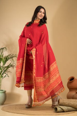 Baluchuri Cotton Jamdani Suit (Unstitched) – Elegant 2-Piece Set