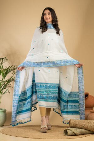 Baluchuri Cotton Jamdani Suit (Unstitched) – Elegant 2-Piece Set