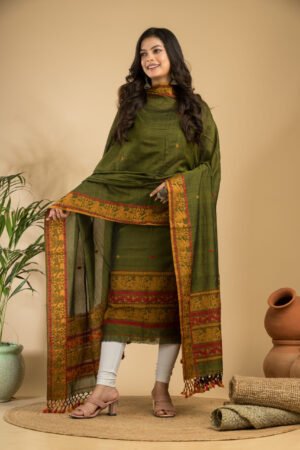 Baluchuri Cotton Jamdani Suit (Unstitched) – Elegant 2-Piece Set