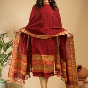 Baluchuri Cotton Jamdani Suit (Unstitched) – Elegant 2-Piece Set