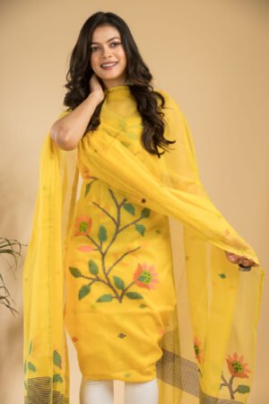 Muslin Jamdani Suit (Unstitched) – Elegant 2-Piece Set