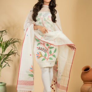 Muslin Jamdani Suit (Unstitched) – Elegant 2-Piece Set