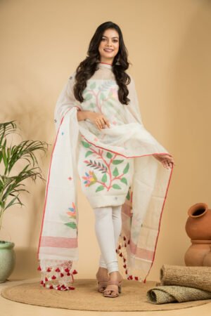 Muslin Jamdani Suit (Unstitched) – Elegant 2-Piece Set