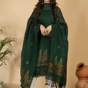 Pure Linen Unstitched Jamdani Suit – Elegant 2-Piece Set