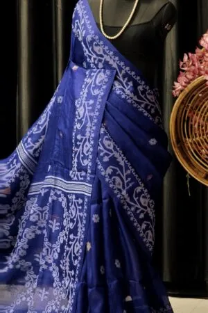 Pure Handwoven Gachi Tussar Silk Saree with Gachi Contrast & Work Blouse Piece