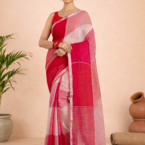 Premium Linen Saree with Contrast Blouse Piece