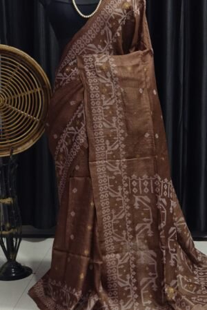 Premium Pure Gachi Tusar Jamdani Saree – Elegant Handwoven Beauty