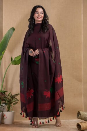 Pure Cotton Jamdani Suit (Unstitched) – Elegant 2-Piece Set with Dupatta