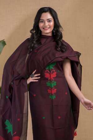 Pure Cotton Jamdani Suit (Unstitched) – Elegant 2-Piece Set with Dupatta