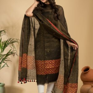 Tissue Linen Unstitched Jamdani Suit – Elegant 2-Piece Set