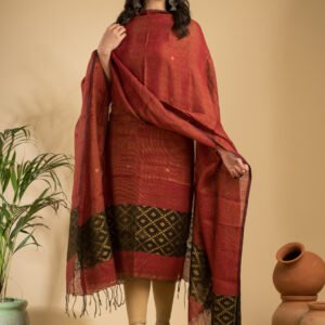 Tissue Linen Unstitched Jamdani Suit – Elegant 2-Piece Set