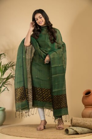 Tissue Linen Unstitched Jamdani Suit – Elegant 2-Piece Set