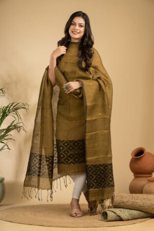 Tissue Linen Unstitched Jamdani Suit – Elegant 2-Piece Set