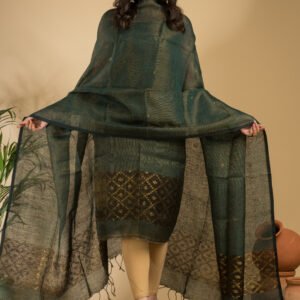 Tissue Linen Unstitched Jamdani Suit – Elegant 2-Piece Set