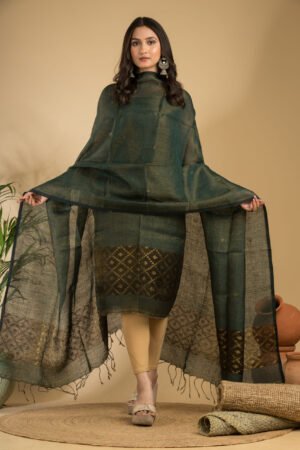 Tissue Linen Unstitched Jamdani Suit – Elegant 2-Piece Set