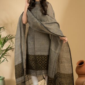 Tissue Linen Unstitched Jamdani Suit – Elegant 2-Piece Set