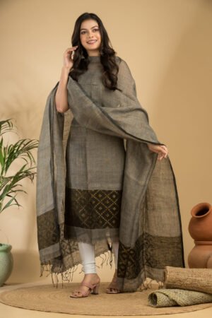 Tissue Linen Unstitched Jamdani Suit – Elegant 2-Piece Set