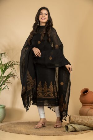 Pure Linen Jamdani Suit Unstitched – Elegant 2 Piece Set for Women