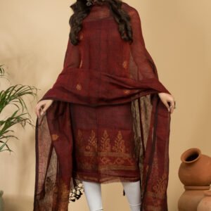 Pure Linen Jamdani Suit Unstitched – Elegant 2-Piece Set