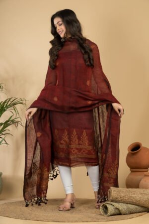 Pure Linen Jamdani Suit Unstitched – Elegant 2-Piece Set