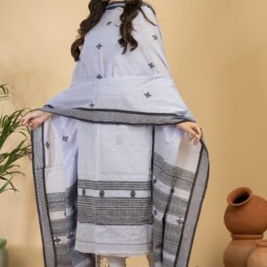 Elegant Pure Cotton Jamdani Suit (Unstitched) – 2 Piece Set with Woven Dupatta