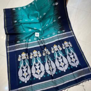 Elegant Cotton Silk Saree with Peacock Thread Work & Contrast Blouse