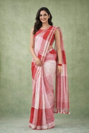Premium Linen Saree with Contrast Blouse Piece