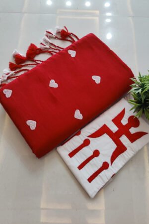 Handloom Khadi Cotton Saree with Exclusive Hand Embroidery Blouse BP