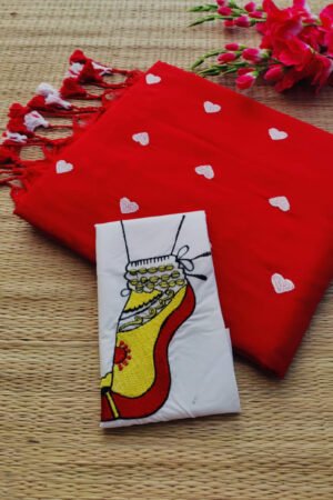 Handloom Khadi Cotton Saree with Exclusive Hand Embroidery Blouse BP