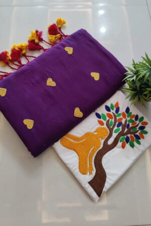Handloom Khadi Cotton Saree with Exclusive Hand Embroidery Blouse BP