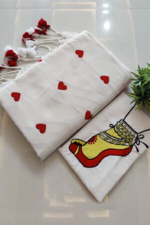 Handloom Khadi Cotton Saree with Exclusive Hand Embroidery Blouse BP