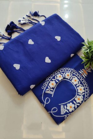 Handloom Khadi Cotton Saree with Exclusive Hand Embroidery Blouse BP