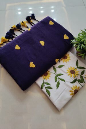 Handloom Khadi Cotton Saree with Exclusive Hand Embroidery Blouse BP