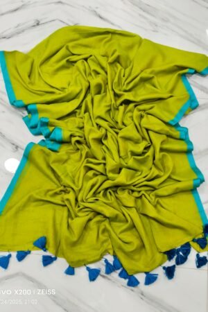 Premium Pure Mul Cotton Handloom Saree with Contrast Border