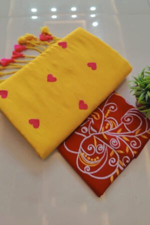 Handloom Khadi Cotton Saree with Exclusive Hand Embroidery Blouse BP