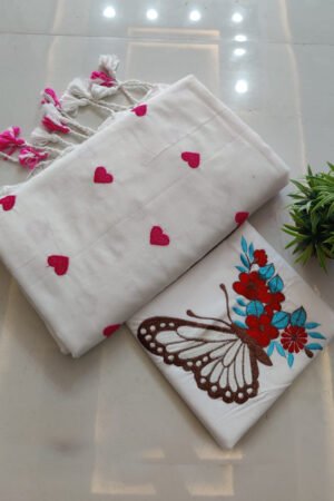 Handloom Khadi Cotton Saree with Exclusive Hand Embroidery Blouse BP