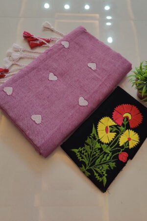 Handloom Khadi Cotton Saree with Exclusive Hand Embroidery Blouse BP