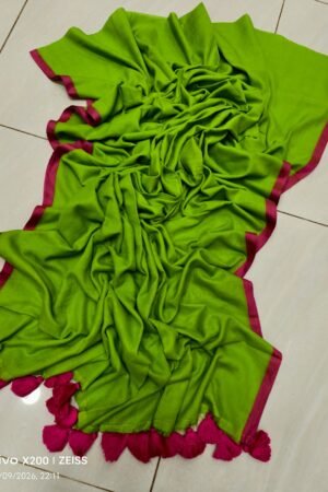 Premium Pure Mul Cotton Handloom Saree with Contrast Border