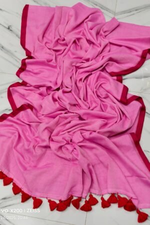 Premium Pure Mul Cotton Handloom Saree with Contrast Border