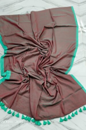 Premium Pure Mul Cotton Handloom Saree with Contrast Border