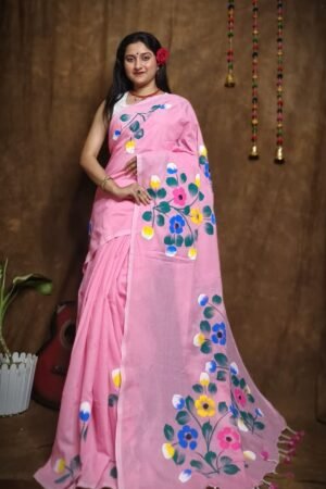 Malatika Hand Painted Handloom Khadi Cotton Saree
