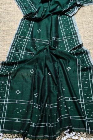 Bottle Green Variant Traditional Handloom Premium Cotton Saree