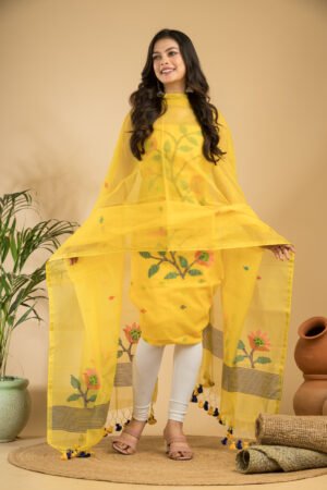 Premium Handloom Muslin Unstitched Salwar Suit Set