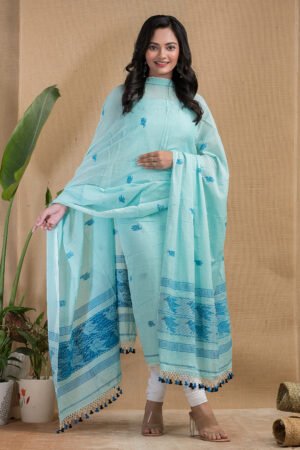 Aqua Breeze Pure Cotton Handloom Salwar Suit Set