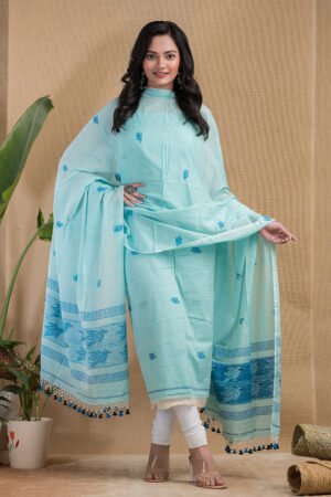 Aqua Breeze Pure Cotton Handloom Salwar Suit Set (4)