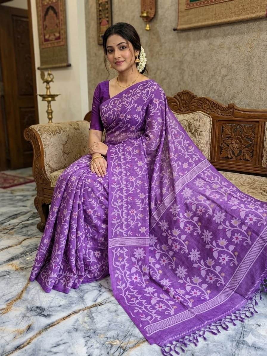 Pure Handloom Tassar Silk Lota All-Over Saree (10)