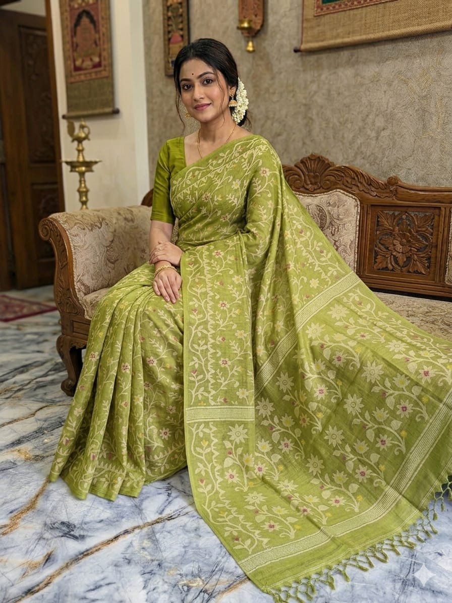 Pure Handloom Tassar Silk Lota All-Over Saree (7)